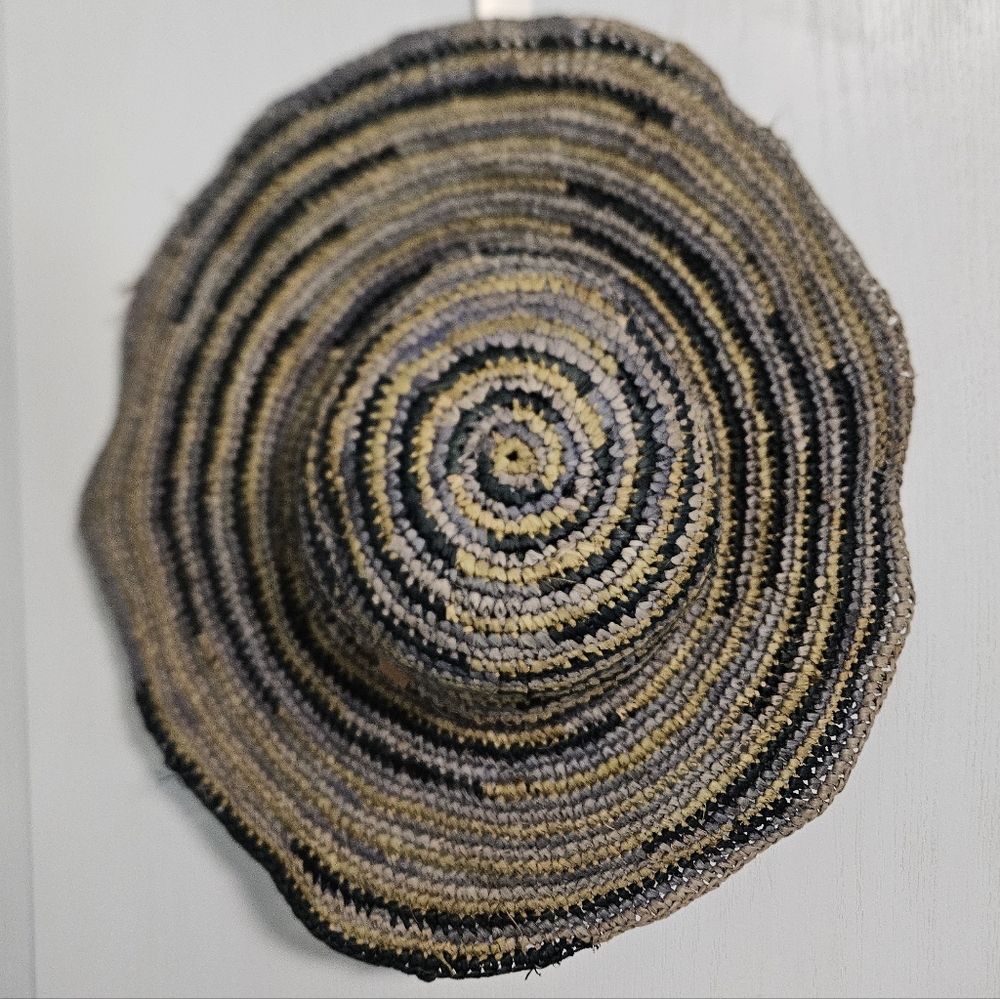 CASLON Straw Sun Hat Wire Brim Blue Tan Tricolor Summer Protection